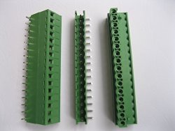 20 Pcs Angle 16 Pin way Pitch 5.08MM Screw Terminal Block Connector Green Color Pluggable Type With Angle Pin