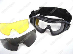 Tactical X500 Wind Dust Goggle Glasses With 3 Lens - Swat Black
