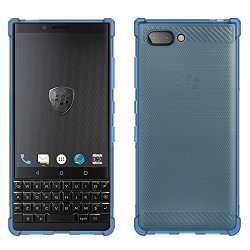 Blackberry KEY2 Case Pushimei Soft Tpu Brushed Anti-fingerprint Full-body Protective Phone Case Cover For Blackberry KEY2 Clear Blue Brushed