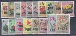 Congo Zaire 1960 Flowers Overprinted Set Of 18 Very Fine Unmounted Mint