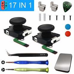 Brhe 2 Pack 3D Analog Joystick Thumb Sticks Sensor Left And Right Analog For Nintendo Switch Joy-con Controller With Replacement Repair Tools Screws Springs 17 In 1