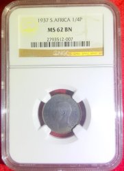 1937 1 4d Farthing Ngc Graded Ms62bn