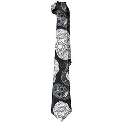 Black And White Sugar Skulls Men's Polyester Silk Wide Ties necktie necktie Skinny Tie Neckwear