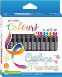 Colours Outline Markers - Self-outlining Colouring Markers 12 Pack