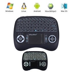 Leelbox 2.4GHZ MINI Keyboard Wireless Mouse Touchpad Rechargeable Combos For PC Pad Android Tv Box LED Backlit Upgrade Version Black