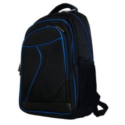 Fino SK-9029 Unisex 15" Laptop Backpack With Blue Piping - Black