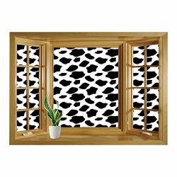 Scocici Window Mural Wall Sticker cow Print Cattle Skin Pattern With Scattered Spots Animal Hide Plain And Pasture Print White Black wall Sticker Mural