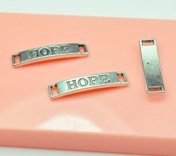 Connectors - Silver Plated - Sideways - "hope" - 7x28mm