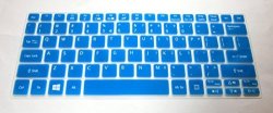 Bingobuy Us Layout Silicone Keyboard Protector Cover Skin For Acer Aspire V3-372T R3-131T SW5-171 SW5-173 Semi-blue