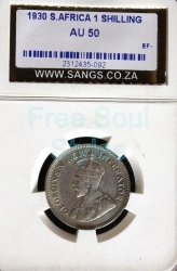 1930 1 Shilling Sangs Graded Au 50 - Catalogue Value R17 500.00