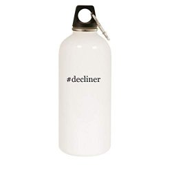Decliner - 20OZ Hashtag Stainless Steel White Water Bottle With Carabiner White