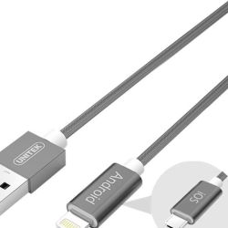 Unitek 1.5M 2-IN-1 USB To Micro USB And Lightning Cable Grey