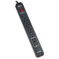 Tripp Lite 6 Outlet Surge Protector Power Strip 6FT Cord 990 Joules Dual USB Charging & Insurance TLP606USBB
