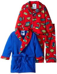 Baby Bunz Baby Boys' 3 Piece Pow Robe And Pajama Set Red 12 Months