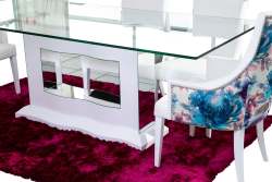 Vienna Dining Table With Mirror Leg - White