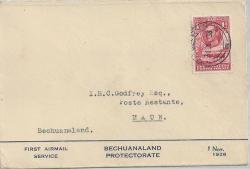 Bechuanaland 1938 Kgvi 1st Airmail Cover From Palapye To Maun Fine