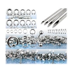 Pieces 175 14g And 16g Body Piercing Jewelry Starter Kit W Piercing Needles And 25 Pc Retainer Bonus