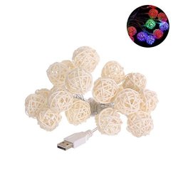 Globaldeal 2.2M 20 LED Plastic Rattan Ball USB Powered Fairy String Light Christmas Decor - Multicolor