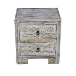 Wooden 2 Drawer Batari Bedside Pedestal Sotran Dekorativ