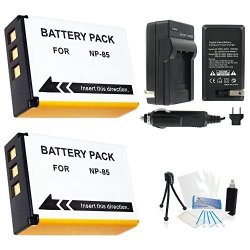 2-PACK Fuji NP-85 High-capacity Replacement Batteries With Rapid Travel Charger For Fujifilm Finepix S1 SL1000 SL305 SL300 SL280 SL260 SL240 Digital Cameras - Ultrapro