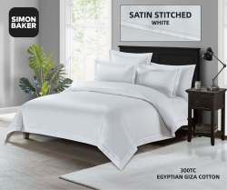 Simon Baker 300TC 100% Egyptian Cotton Fitted Sheet Standard White Various Sizes - Double Xd 137CM X 190CM X 40CM White