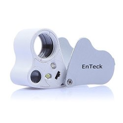 Enteck 30X 60X Dual Lens LED Illuminated Jewelry Magnifier Pocket Microscope Magnifying Jewelers Eye Loupe Glasses