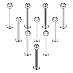 Deals on Ruifan 10PCS 16G 316L Stainless Steel 3MM Ball Labret