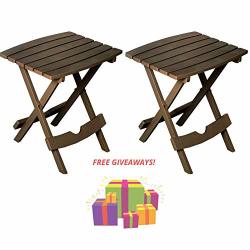 Adams Manufacturing 88500-16-3735 Plastic Quik-fold Side Table Brown Set Of 2 With More Exciting