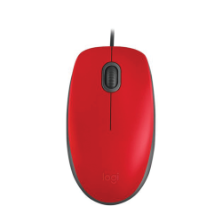 Logitech - M110 Silent Corded Mouse Red