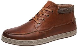 Arow Vip Men's Genuine Leather High-top Fashion Sneakers 10 Brown
