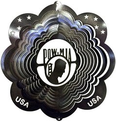 Dakota Steel Art 12" Pow-mia Wind Spinner - Black Starlight
