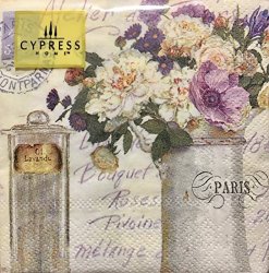 Evergreen Enterprises Cypress Home Cocktail Beverage Paper Napkins - Purple & White Flowers With Lavender Oil 40 Ct