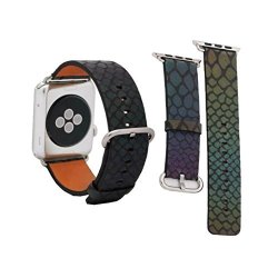 For Apple Watch Band Voberry Fashion Discolor Leather Strap Replacement Watch Band For Apple Watch 42MM Green