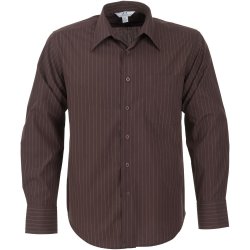 Mens Long Sleeve Manhattan Striped Shirt - Dark Brown