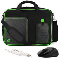 Vangoddy Pindar Lime Green Trim Messenger Bag W usb Hub And Wireless Mouse For Acer Chromebook aspire spin swift 13.3INCH Laptops