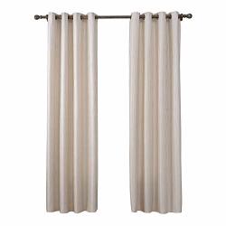 Royhom Multi Size 55" W X 63" L Modern Curtain jacquard Curtain beige Curtain vertical Stripe Pattern grommet Top two Panels