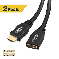 HDMI Male To Female Extension Cable Vce 3FT+1.5FT High Speed 4K Resolution Cable For Blu-ray Player 3D Television Roku Boxee XBOX360 PS3 Apple TV-2PACK
