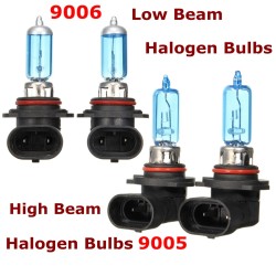 Pair 9005 9006 Xenon Hid Headlight High low Beam Halogen Bulbs 6500k White