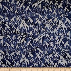 Parkside Fabrics Usa Inc. Batik By Mirah Tutti Frutti Codigo Penguins Fabric Blue And White