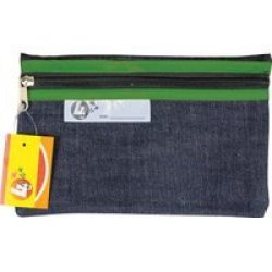 4KIDS - School Pencil Bag Denim - 22CM Green