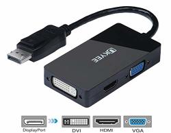 Display Port Dp To HDMI Dvi Vga Adapter 2-PACK Ukyee Multi-function 3-IN-1 Displayport To Dvi HDMI Vga Converter Adapter 1080P@60HZ Male To Female