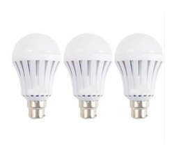 3 Pack 9W Rechargeable Bulbs Auto On With Battery For Emergency Use - B22
