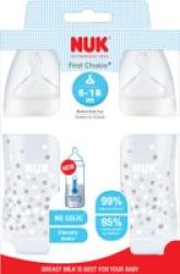 Nuk First Choice Bottle With Temperature Control - Confetti 6-18 Months 300ML 2 Pack