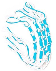 Tangled Loops Tzitzits Set Of Four White With Blue Thread - Tassels With Longer Blue Messiah Thread Sky Blue