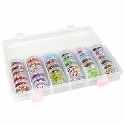 Everything Mary Large Plastic Bead Storage Case With 28 Removable & Stackable Jars- Clear Pink Organizer Storage For Large Small MINI Tiny Beads