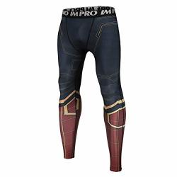 Coolmax Men's Running Tights Spiderman Leggings Mens Sports Compression Pants XL Black red