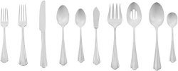 AmazonBasics 2353-65 65-PIECE Stainless Steel Flatware Set With Scalloped Edge Silver Service For 12