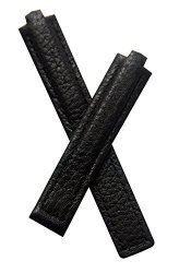 Black Buffalo Grain Leather Deployment Watch Band With Black Stitching To Fit Tag Heuer Kirium Ladies Watches As Listed