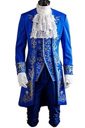 Sidnor Beauty And The Beast Prince Dan Stevens Blue Uniform Cosplay Costume Outfit Suit