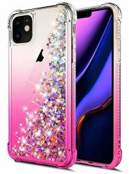 Worldmom For Iphone 11 Case Gradient Colorful Design Bling Flowing Liquid Floating Sparkle Colorful Glitter Waterfall Tpu Protective Phone Case For Apple Iphone 11 6.1 Inch 2019 Rose Gold